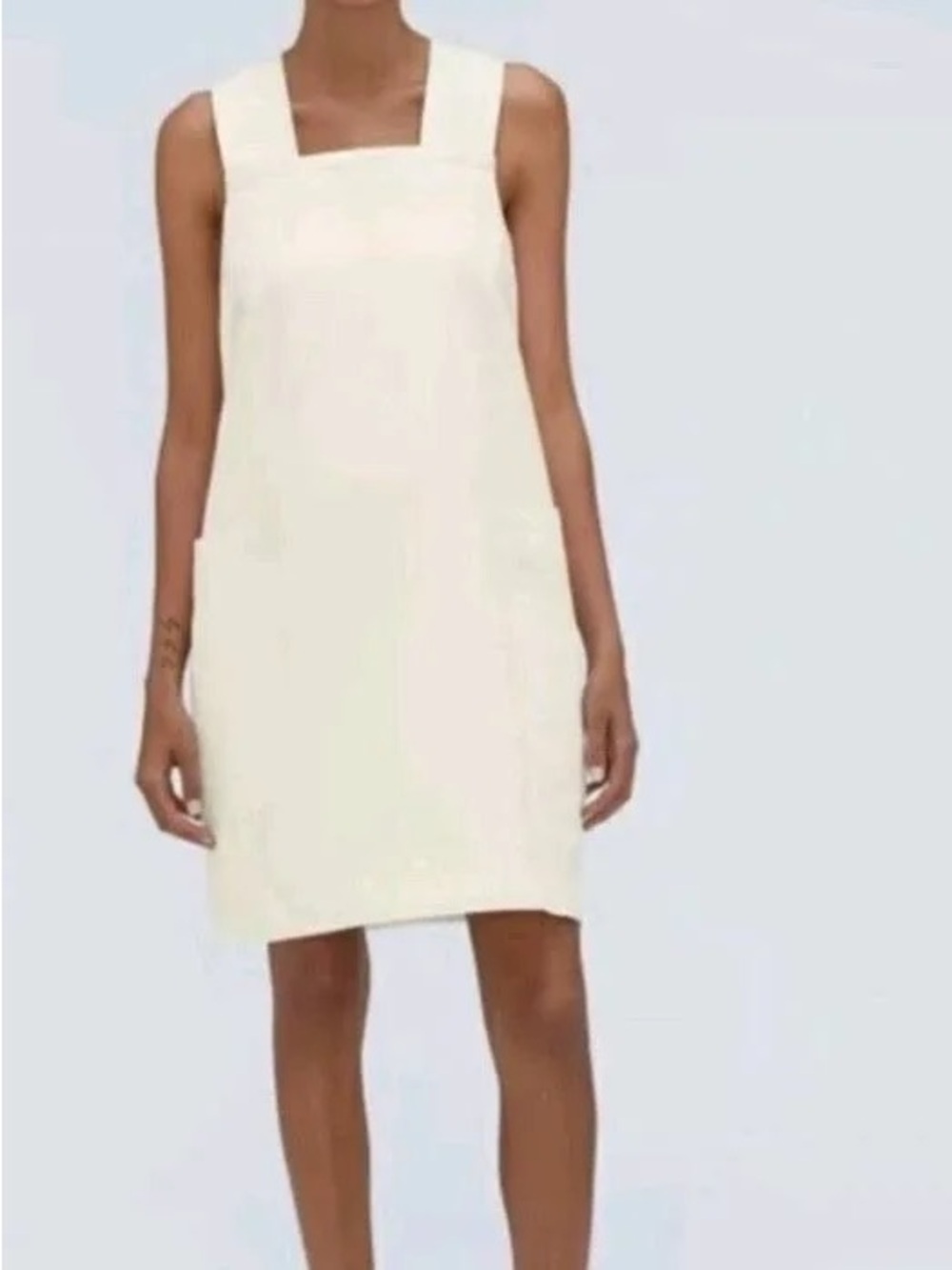 Everlane Cross Back Apron Mini Dress Cream Size M